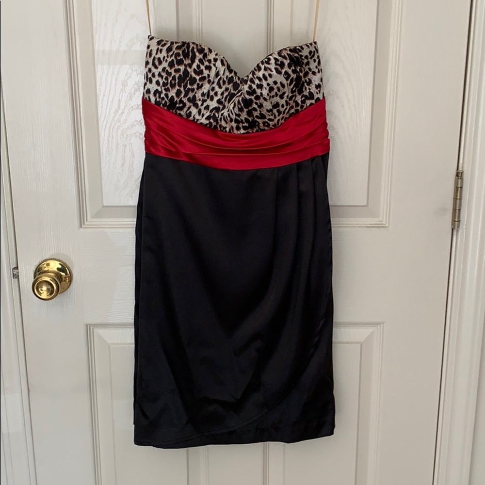 Cheetah red and black mini dress